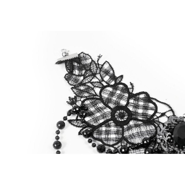 Dark in Love Lysandra Butterfly Lace Beaded Collar - DevilGothic DevilGothic