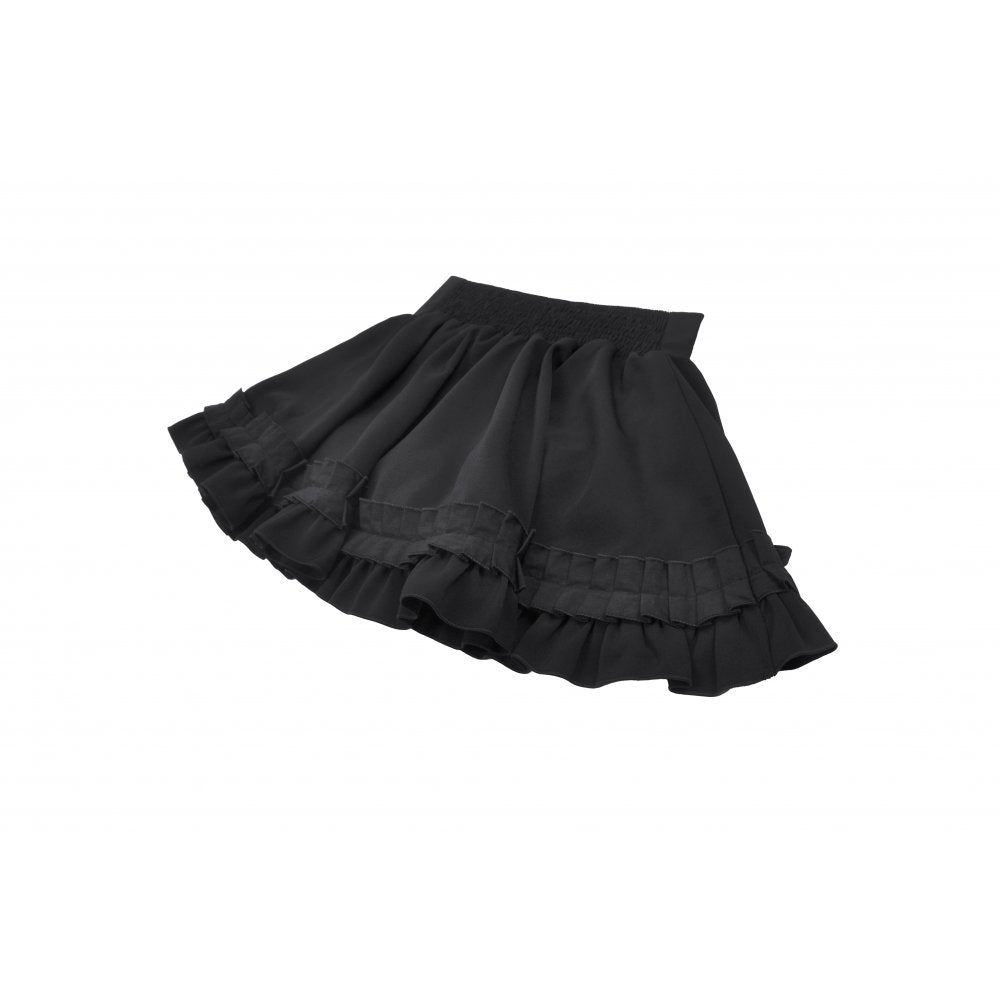 Dark in Love Lolita-Inspired Ruffled Mini Skirt in Black - DevilGothic DevilGothic