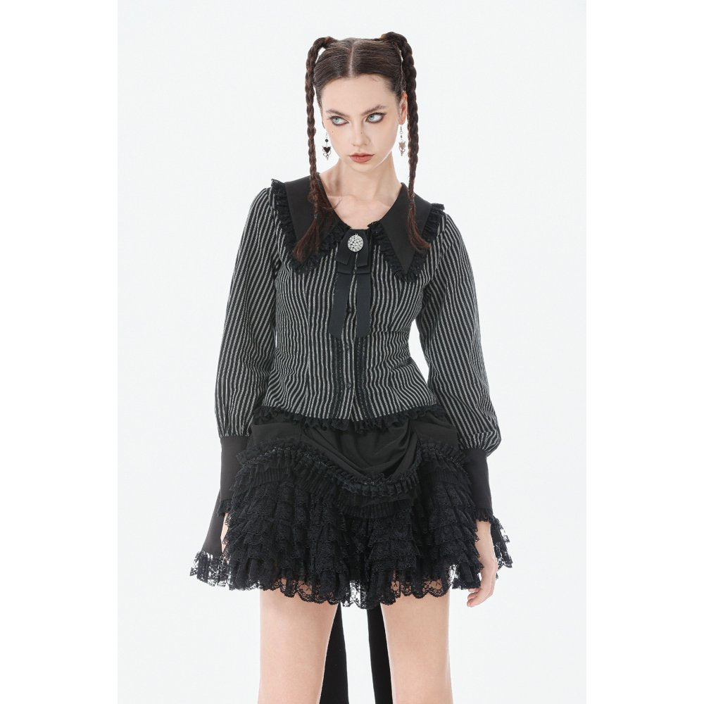 Dark In Love Beatrix Goth Satin Ruffled Overskirt - DevilGothic DevilGothic