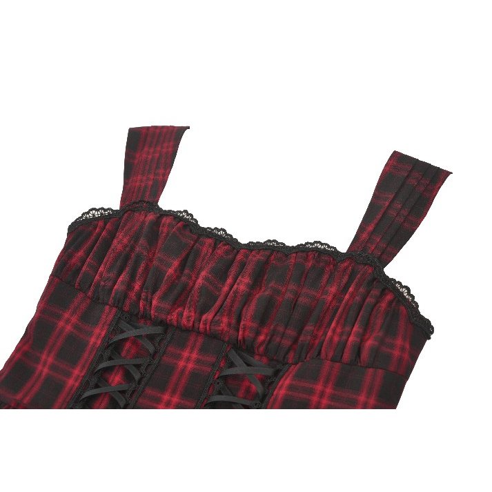 Dark in Love Morrigan Tartan Lace-Up Dress - DevilGothic DevilGothic