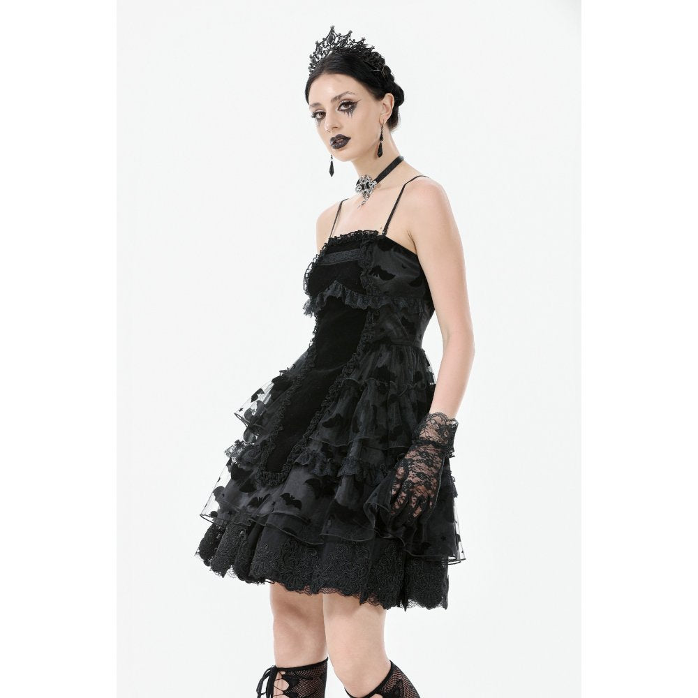 Dark in Love Morwenna Bat Mesh Layered Goth Mini Dress - DevilGothic DevilGothic