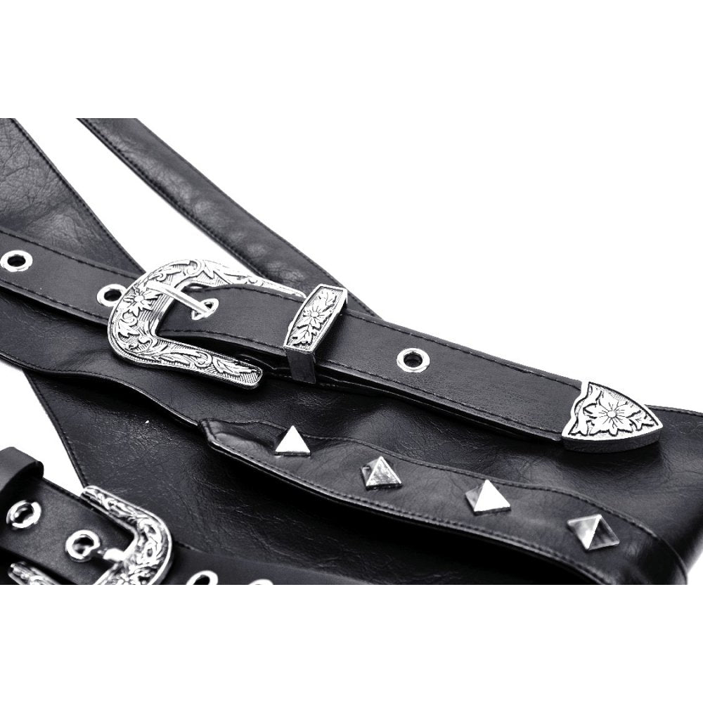 Dark in Love Elvira Faux Leather Layered Goth Waist Belt - DevilGothic DevilGothic