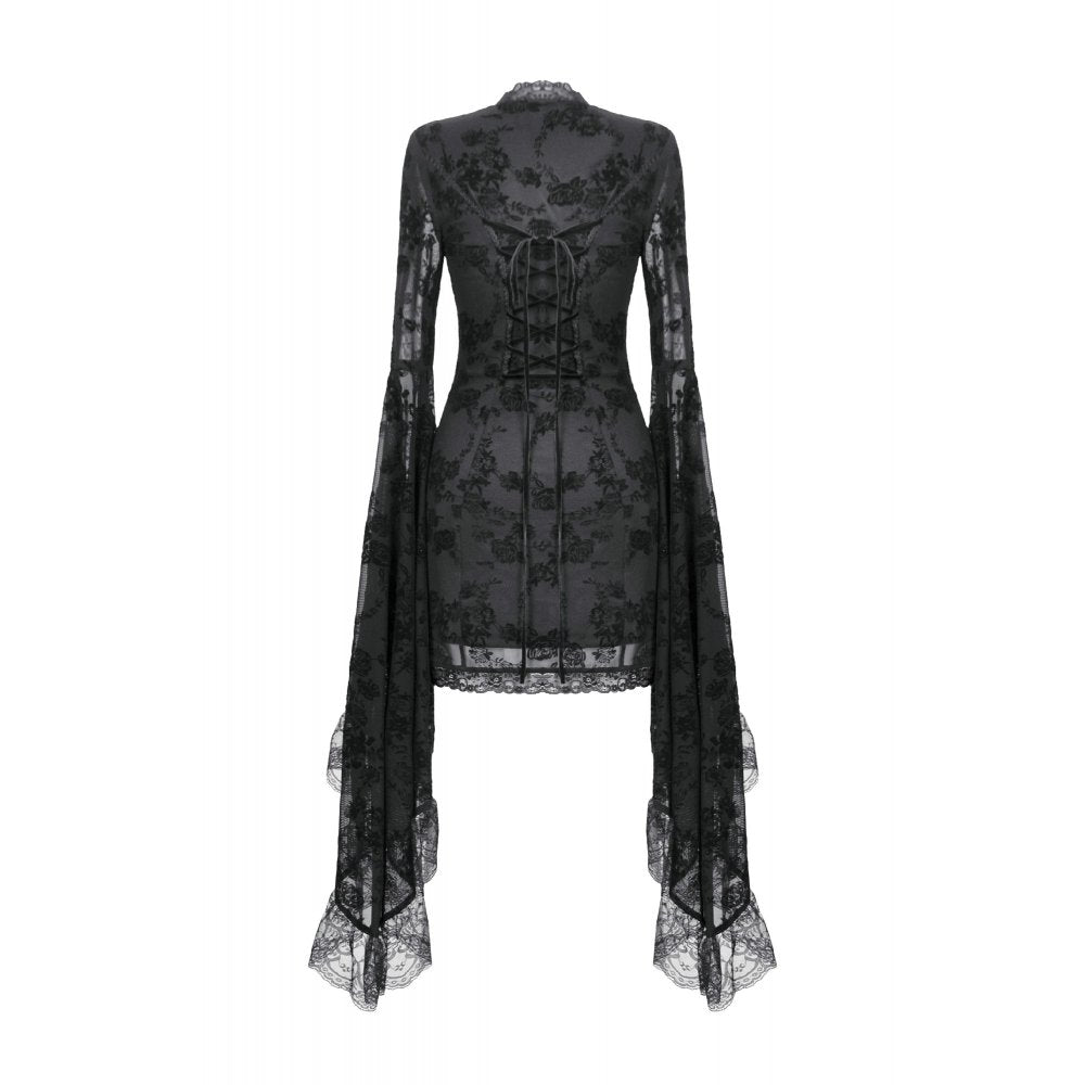 Dark In Love Minerva Bell Sleeve Lace Dress - DevilGothic DevilGothic