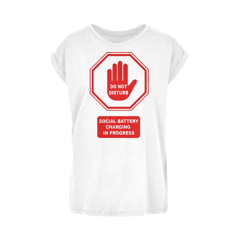 Do Not Disturb - Red Print Women's Extended Shoulder T-Shirt XS-5XL - DevilGothic DevilGothic