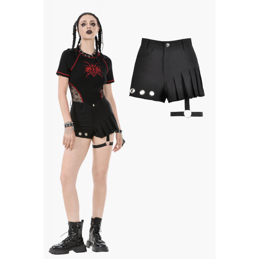 Dark in Love Gwen Pleated Garter Shorts - DevilGothic DevilGothic