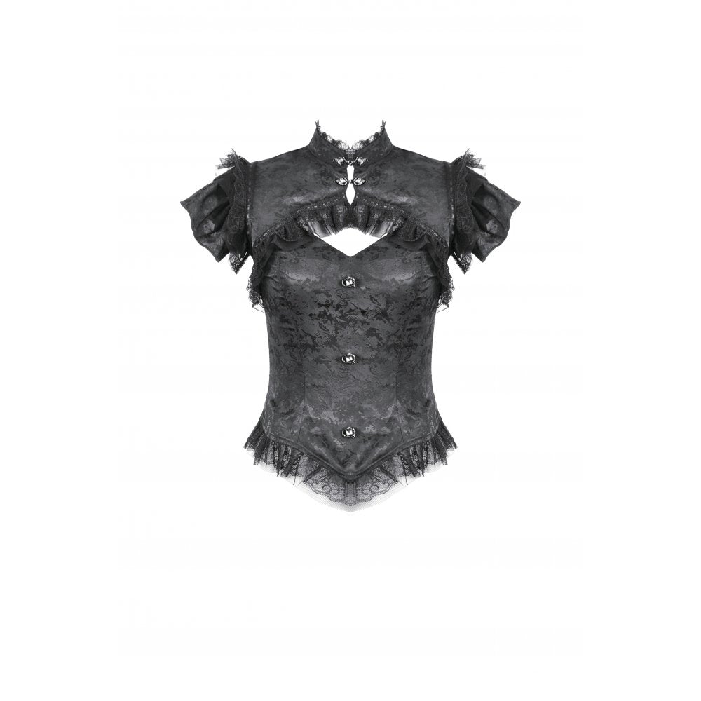 Dark in Love Seraphine Lace Shoulder Goth Top - DevilGothic DevilGothic