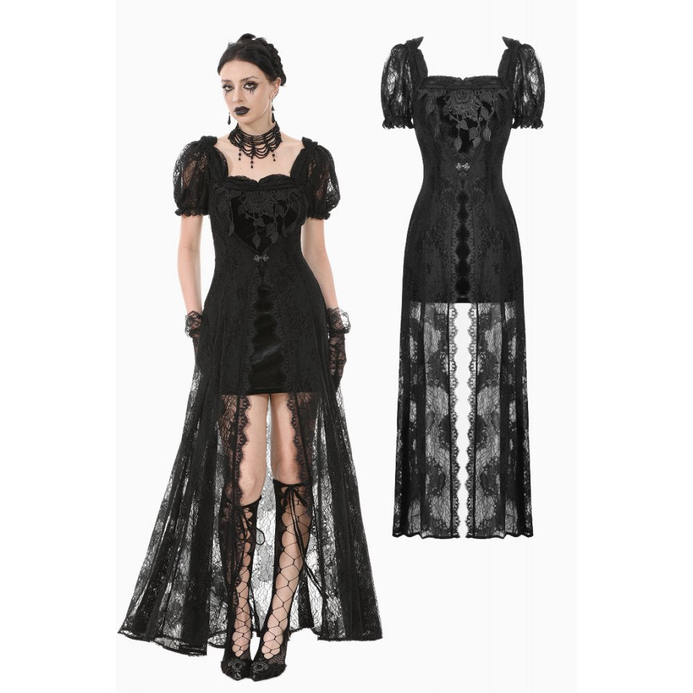 Dark in Love Morwenna Lace Gothic Maxi Dress in Black - DevilGothic DevilGothic