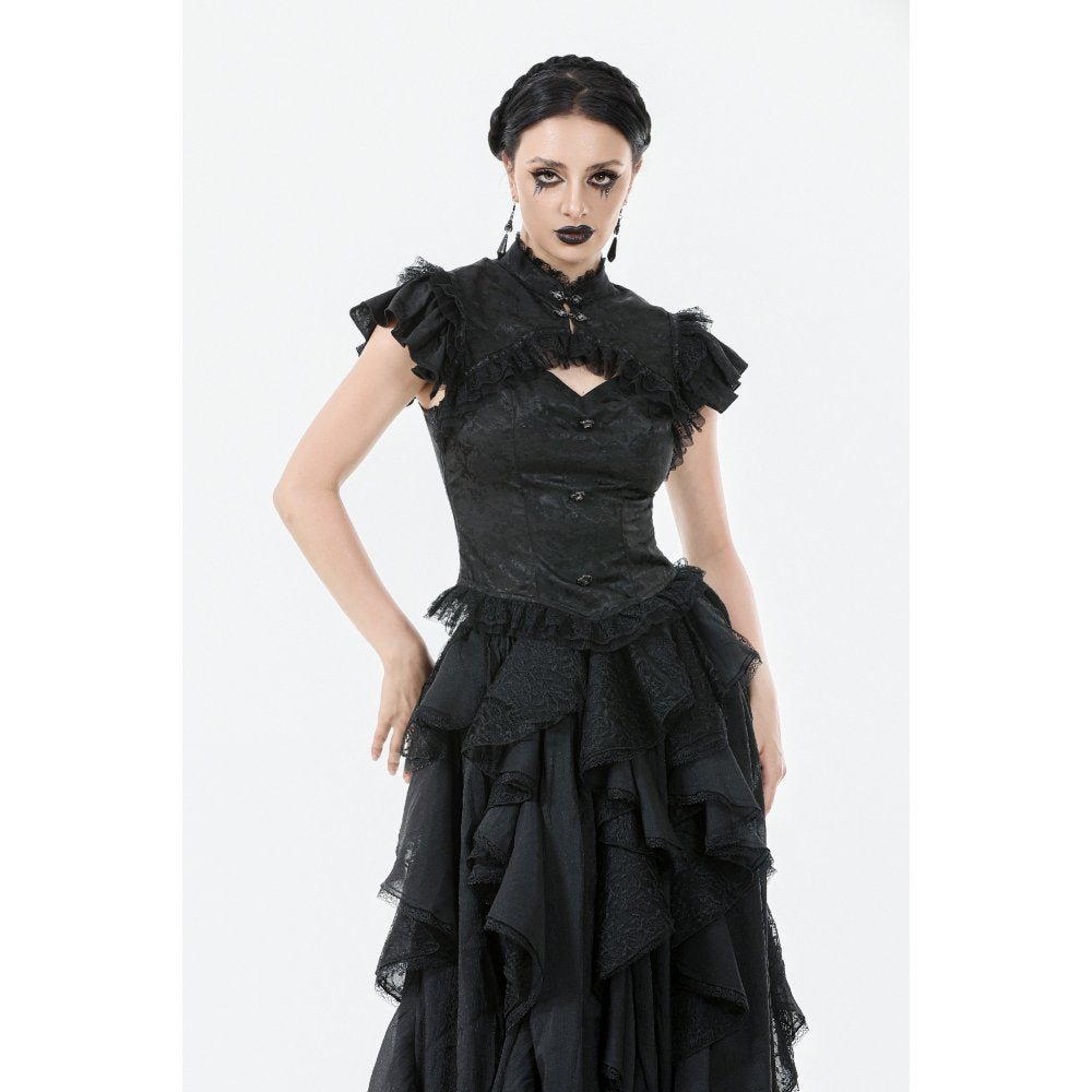 Dark in Love Seraphine Lace Shoulder Goth Top - DevilGothic DevilGothic