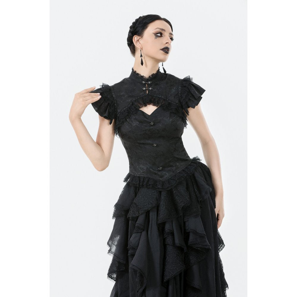 Dark in Love Seraphine Lace Shoulder Goth Top - DevilGothic DevilGothic