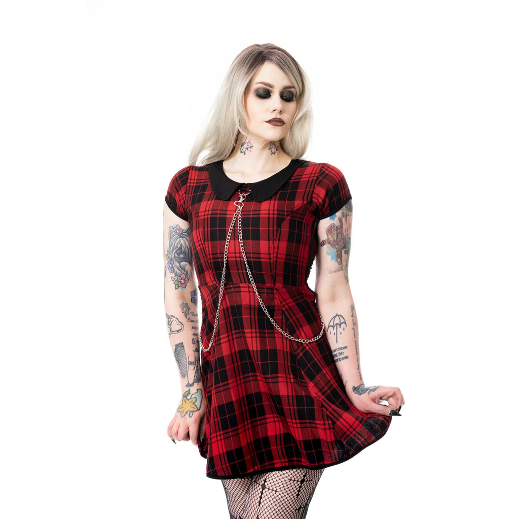 Heartless Ebbani Black and Red Check Dress - DevilGothic DevilGothic