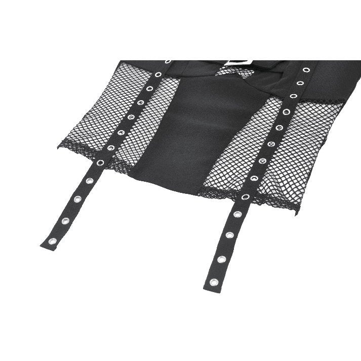 Dark in Love Bondage Mesh Panel Buckle Top - DevilGothic DevilGothic