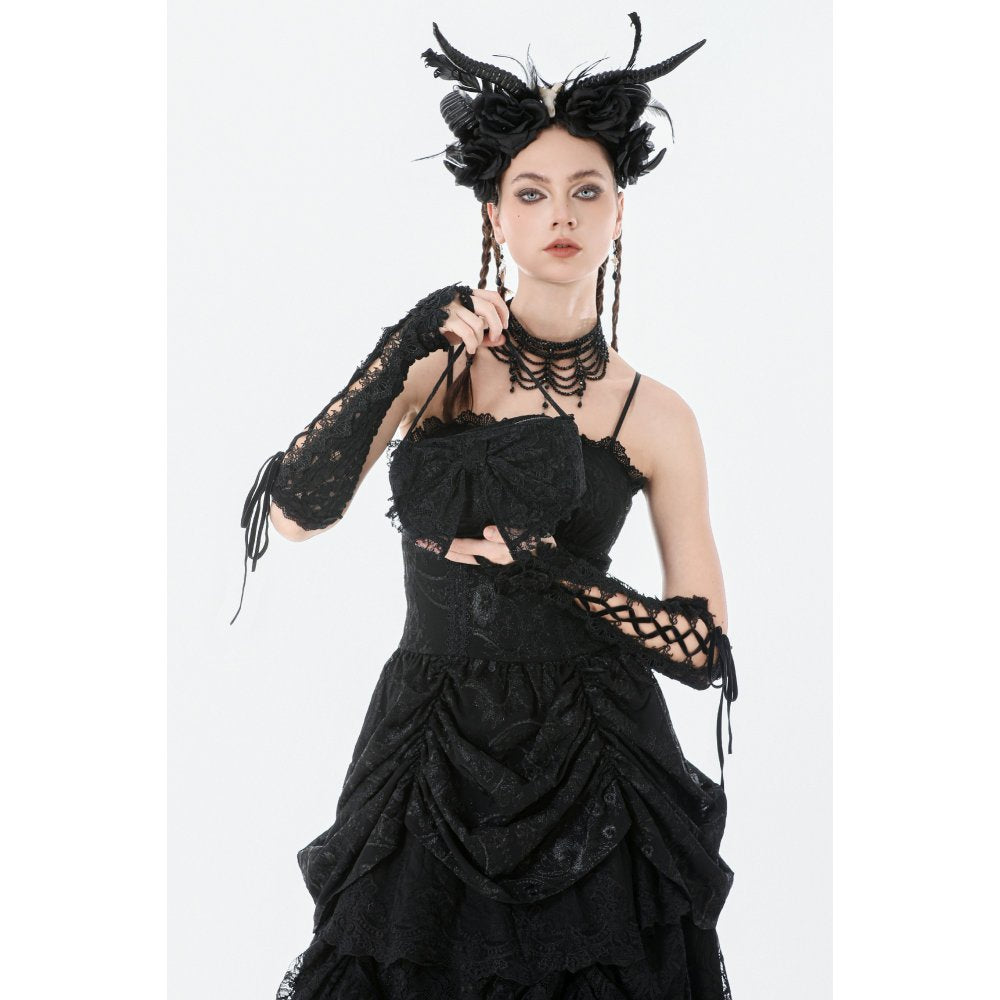 Dark In Love Victoria Black Lace Bow Mini Handbag - DevilGothic DevilGothic