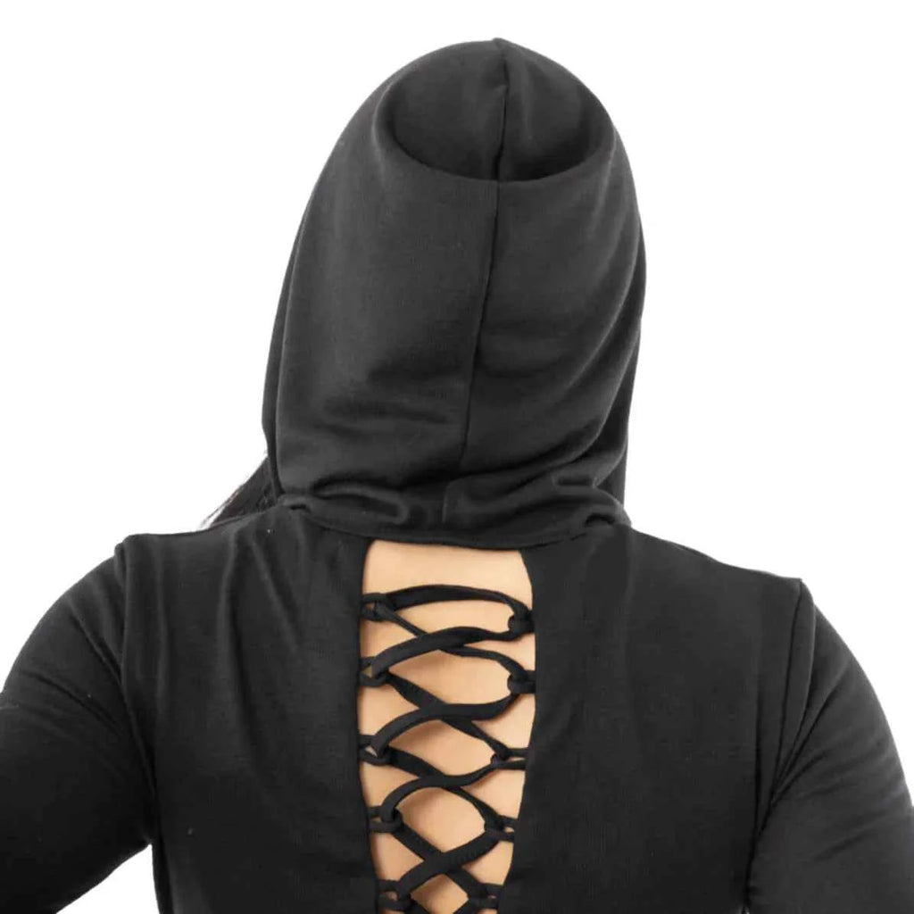 Innocent Lifestyle Emerson Hooded Cardigan with Cut Out Lace Up Feature