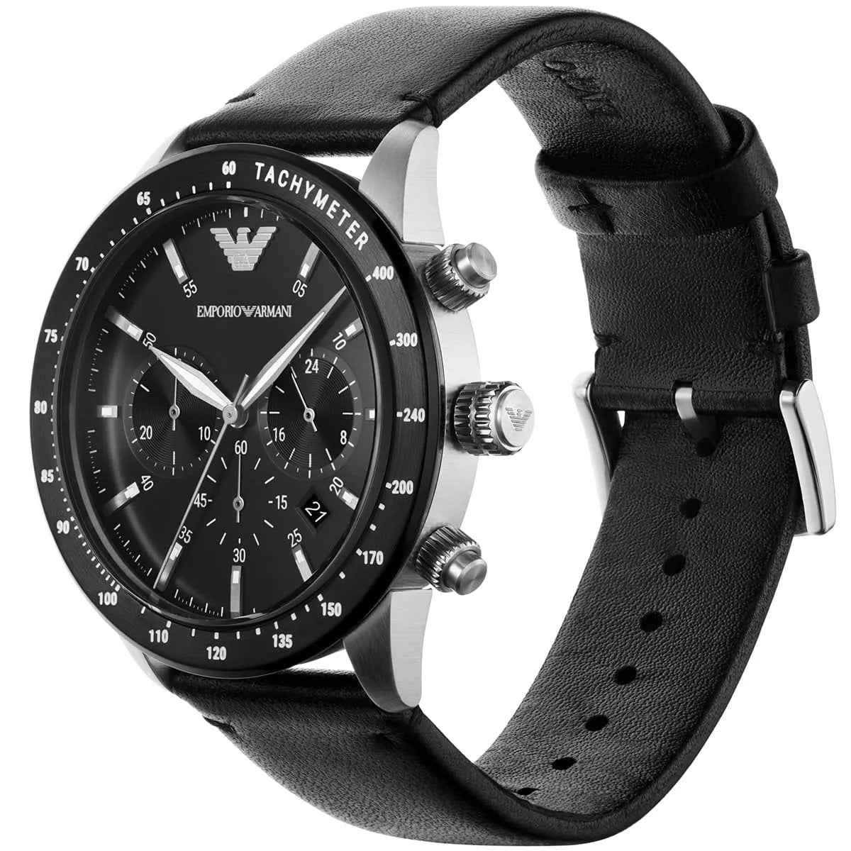Emporio Armani AR11243 Mario Men's Silver & Black Watch