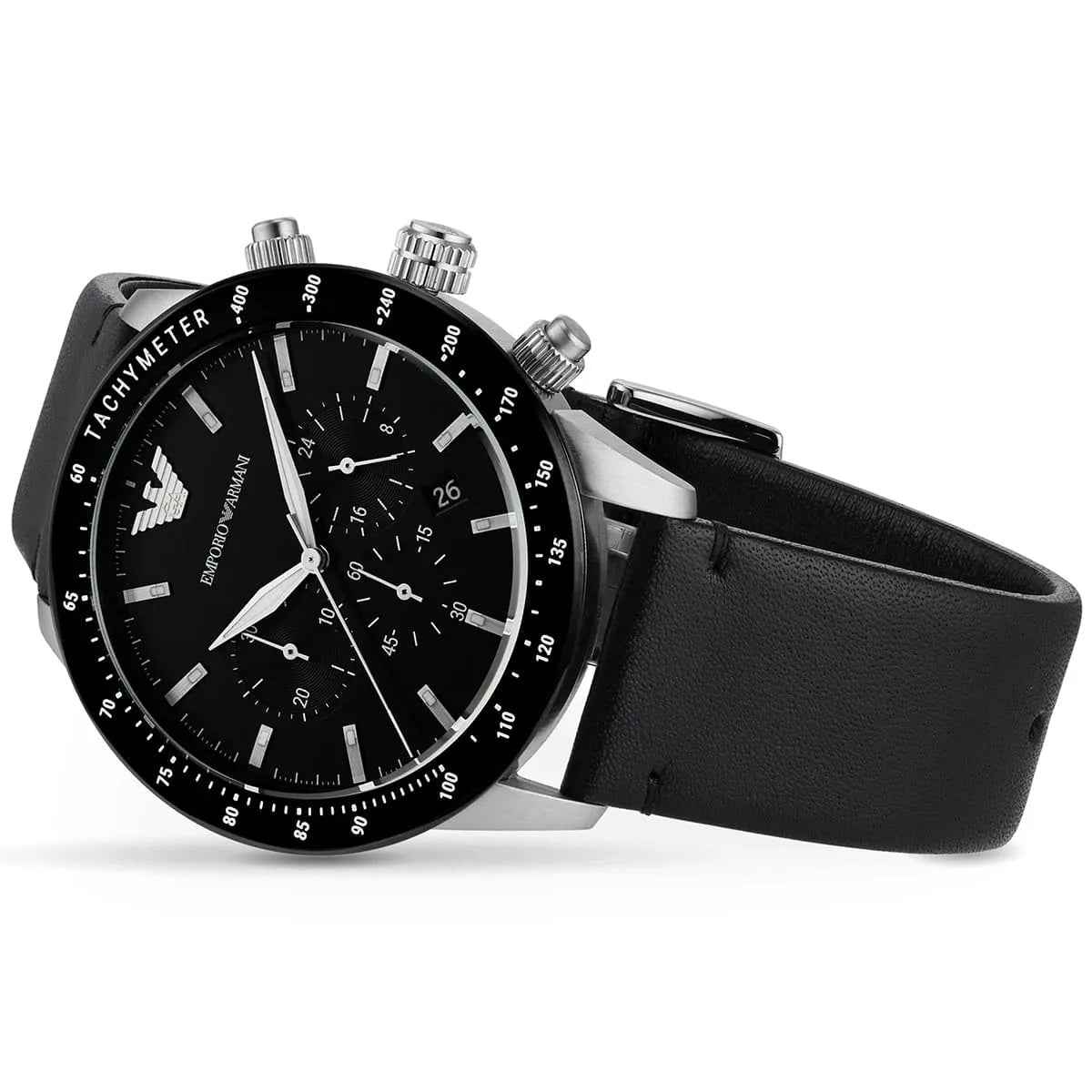 Emporio Armani AR11243 Mario Men's Silver & Black Watch