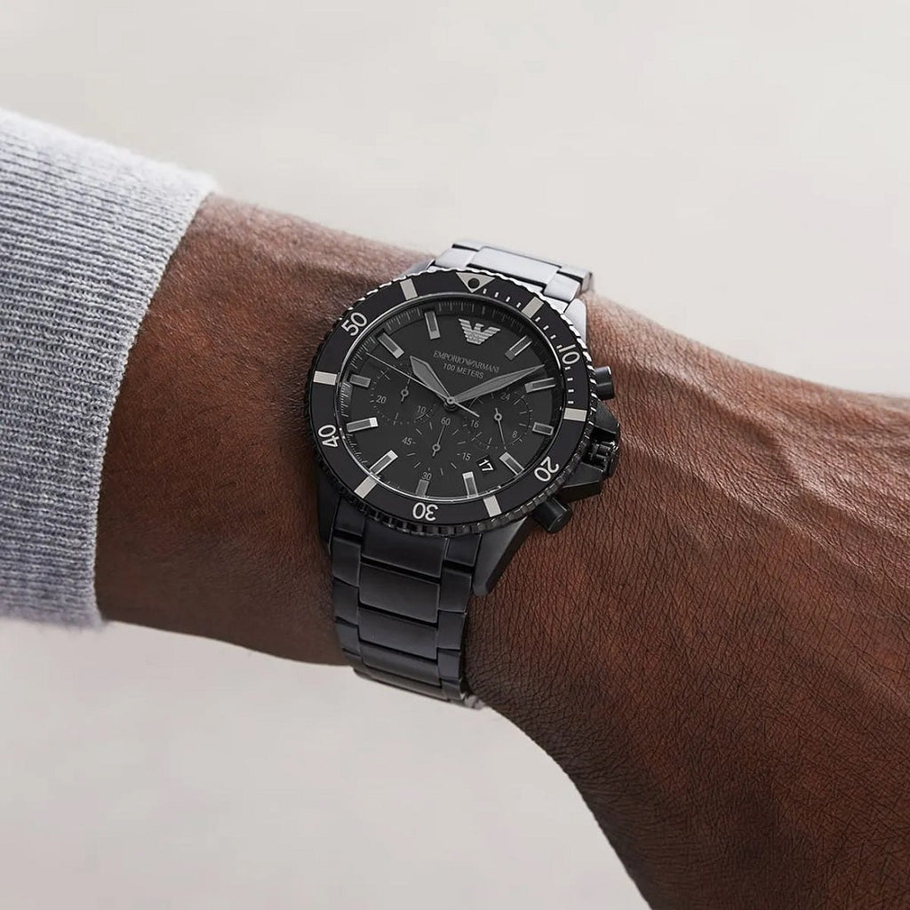 Emporio Armani AR11363 Men's Diver Style All Black Watch