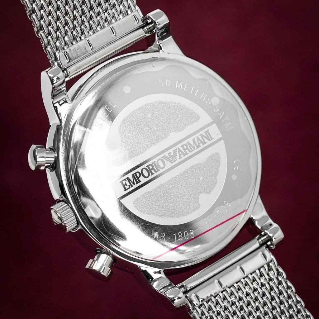 Emporio Armani AR1808 Luigi Men's Silver Mesh Watch