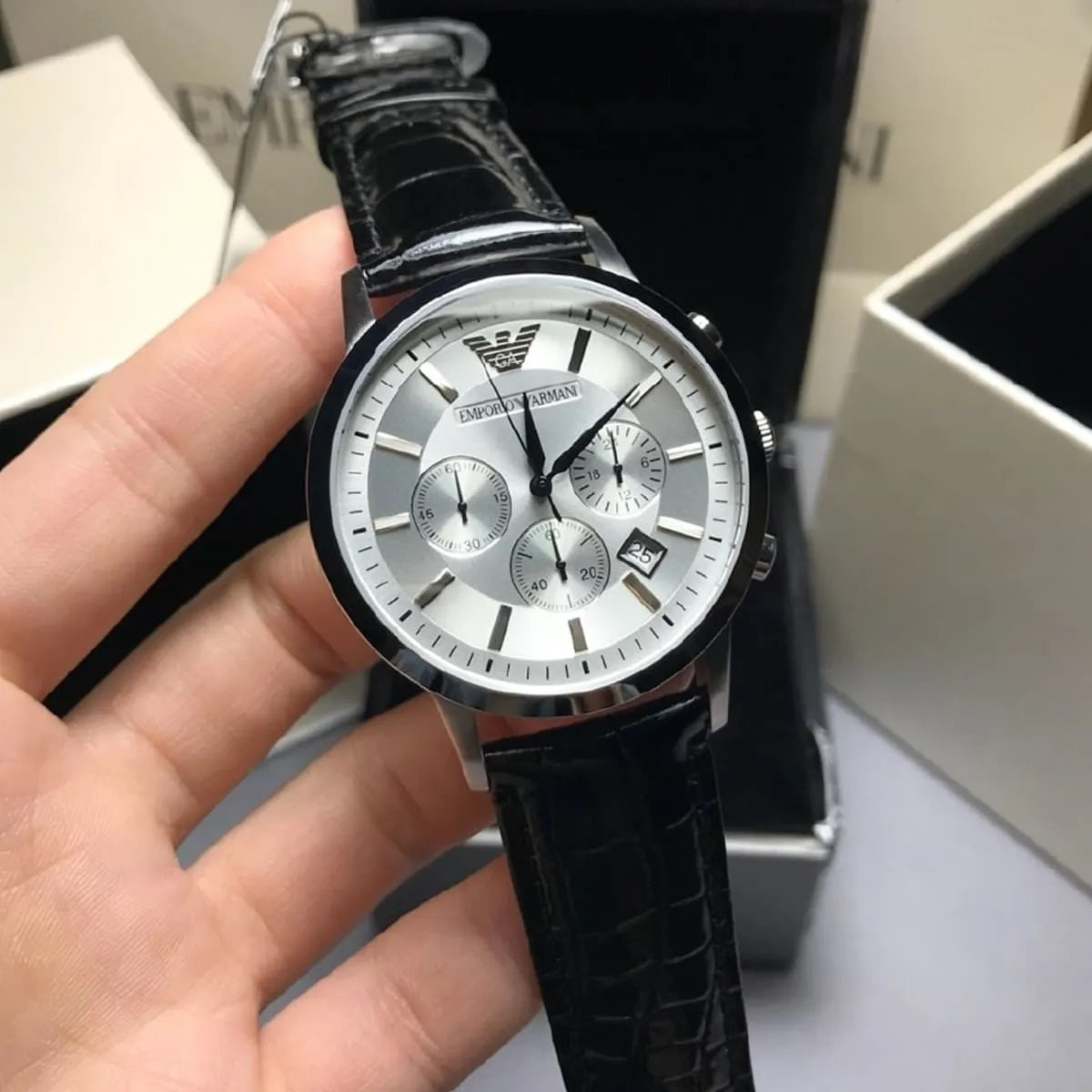 Emporio Armani AR2432 Classic Men's Silver & Black Watch