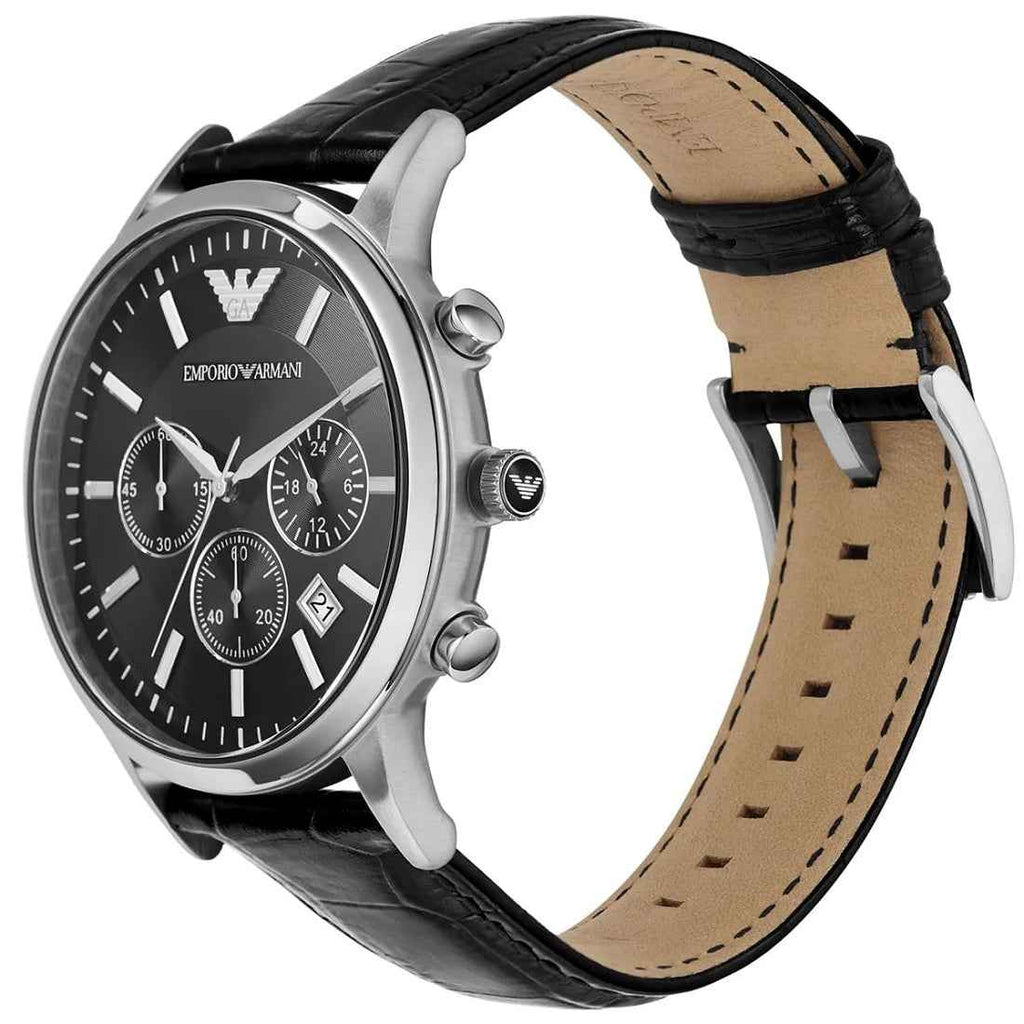 Emporio Armani AR2447 Renato Men's Black Leather Watch