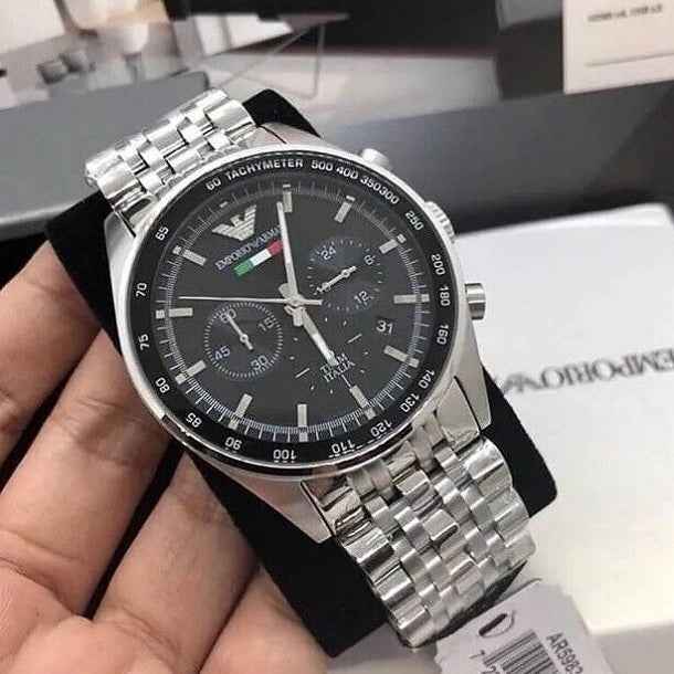 Emporio Armani AR5983 Tazio Men's Silver & Black Watch