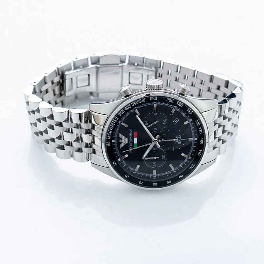 Emporio Armani AR5983 Tazio Men's Silver & Black Watch