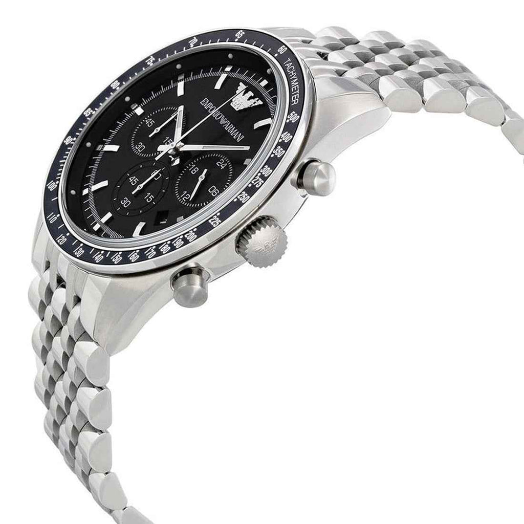 Emporio Armani AR5988 Tazio Men's Silver & Black Chronograph