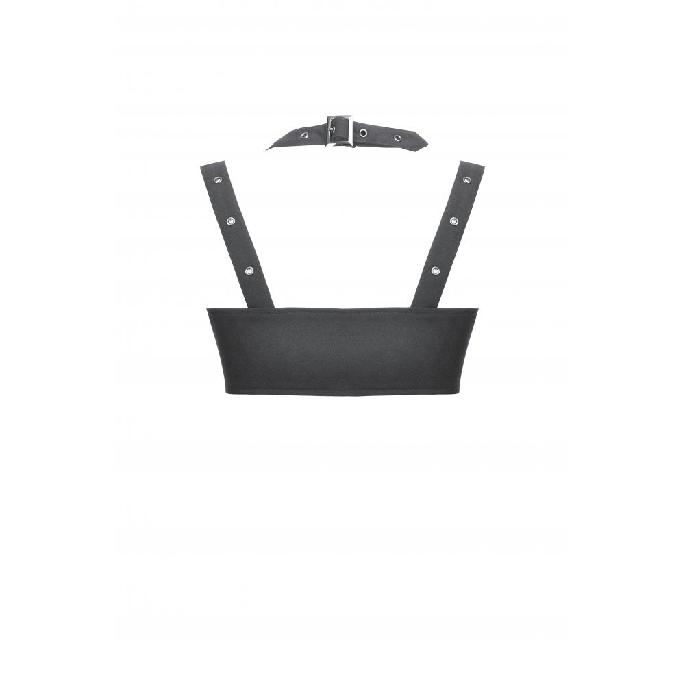 Dark in Love Evangeline Buckled Utility Crop Top in Black - DevilGothic DevilGothic