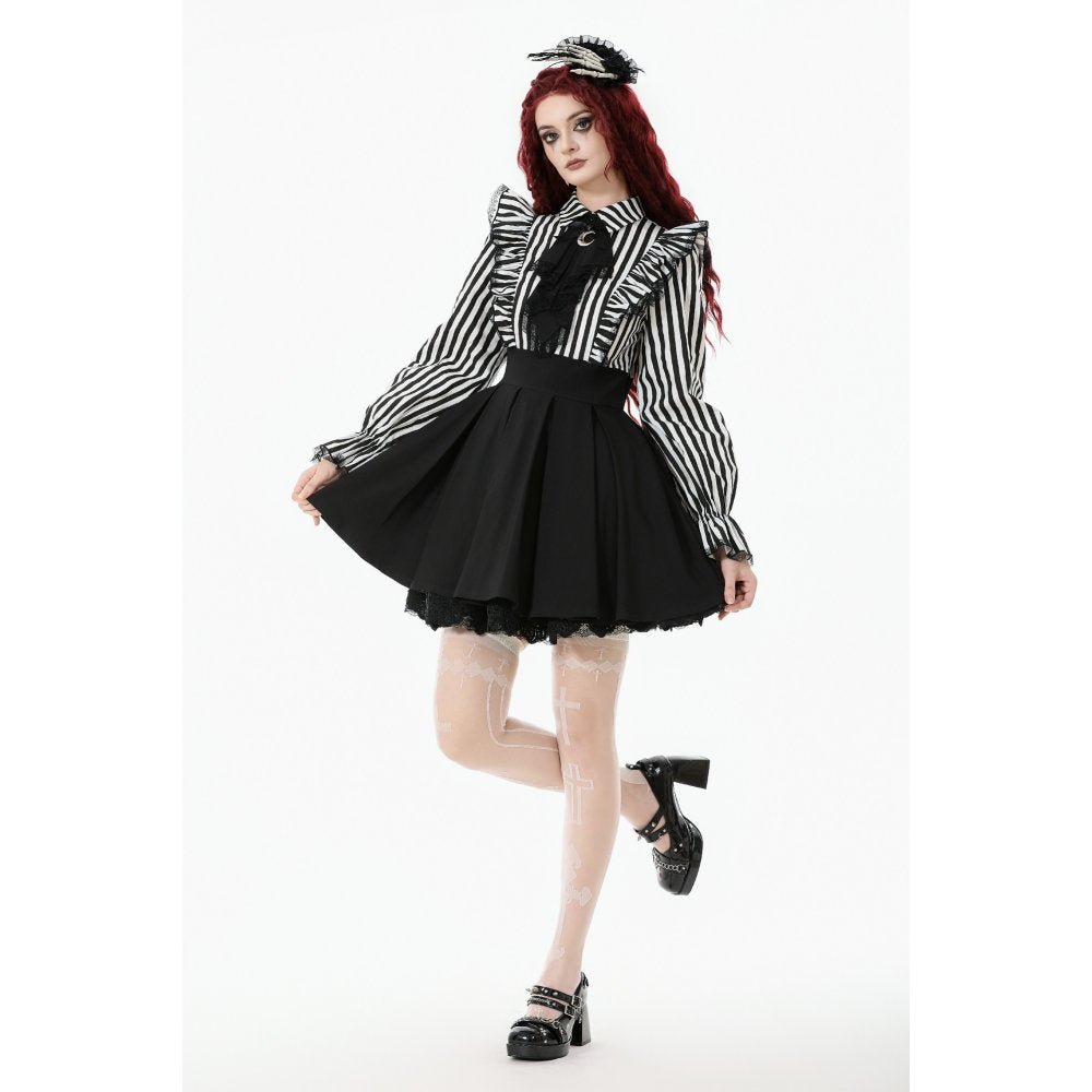 Dark in Love Striped Ruffle Gothic Lolita Dress - DevilGothic DevilGothic