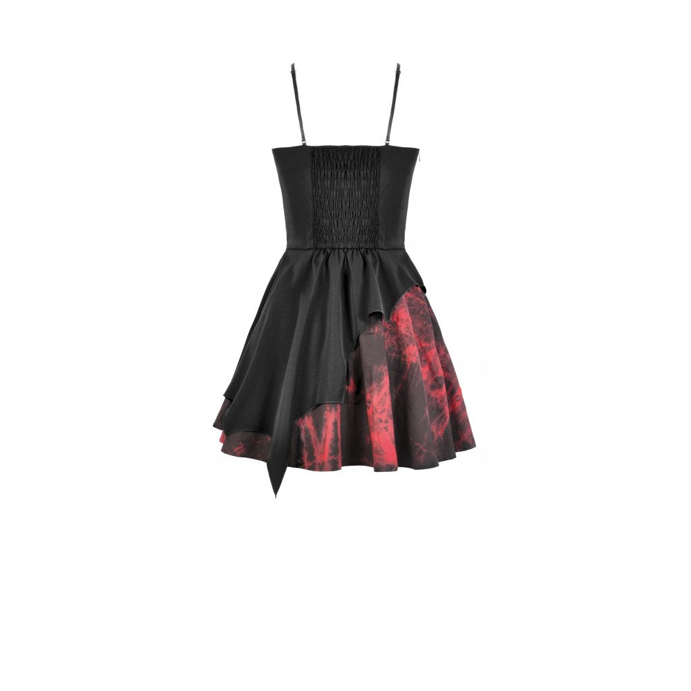 Dark in Love Nyssa Black & Red Strap Detail Goth Mini Dress - DevilGothic DevilGothic
