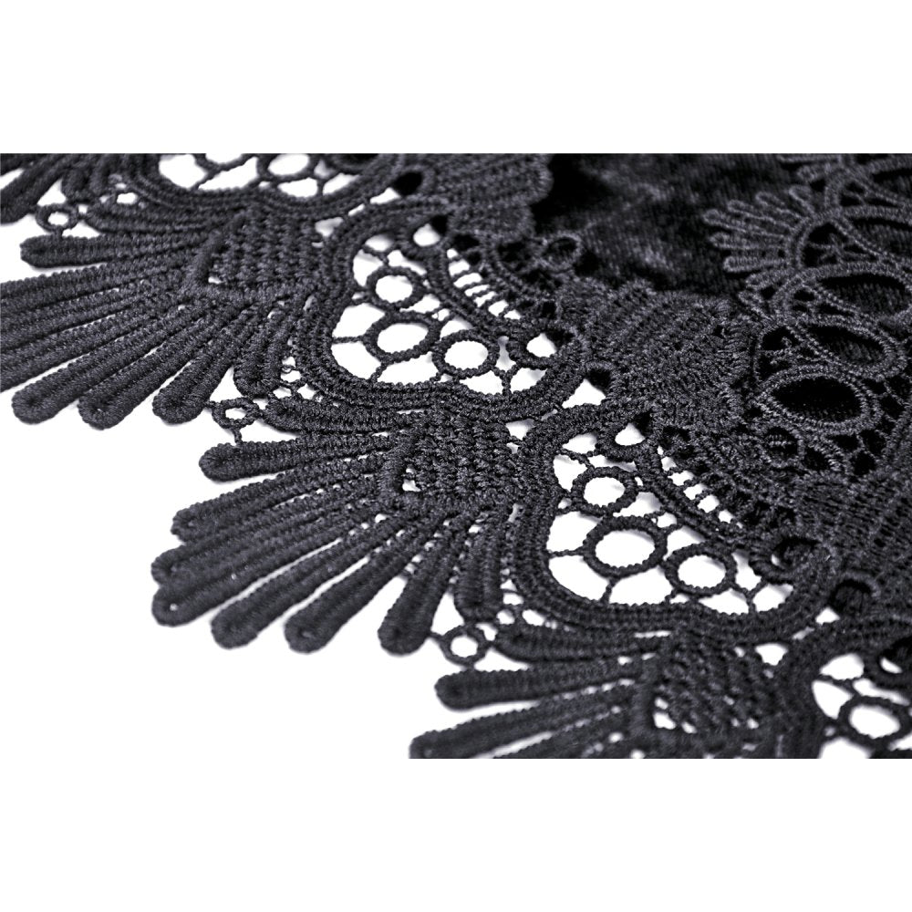 Dark in Love Melisandre Embroidered Velvet Mesh Goth Skirt in Black - DevilGothic DevilGothic