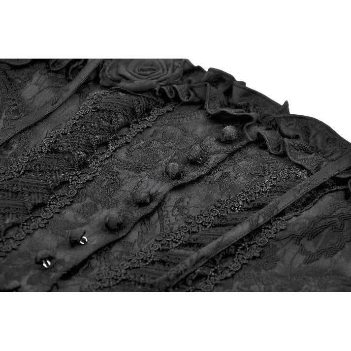 Dark in Love Selene Ruffled Floral Jacquard Corset Top - DevilGothic DevilGothic