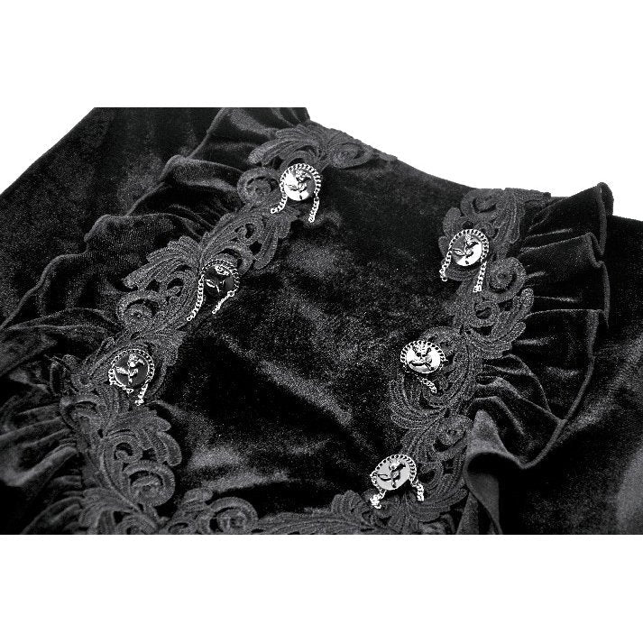 Dark in Love Gothic Lace Velvet Layered Maxi Skirt in Black - DevilGothic DevilGothic