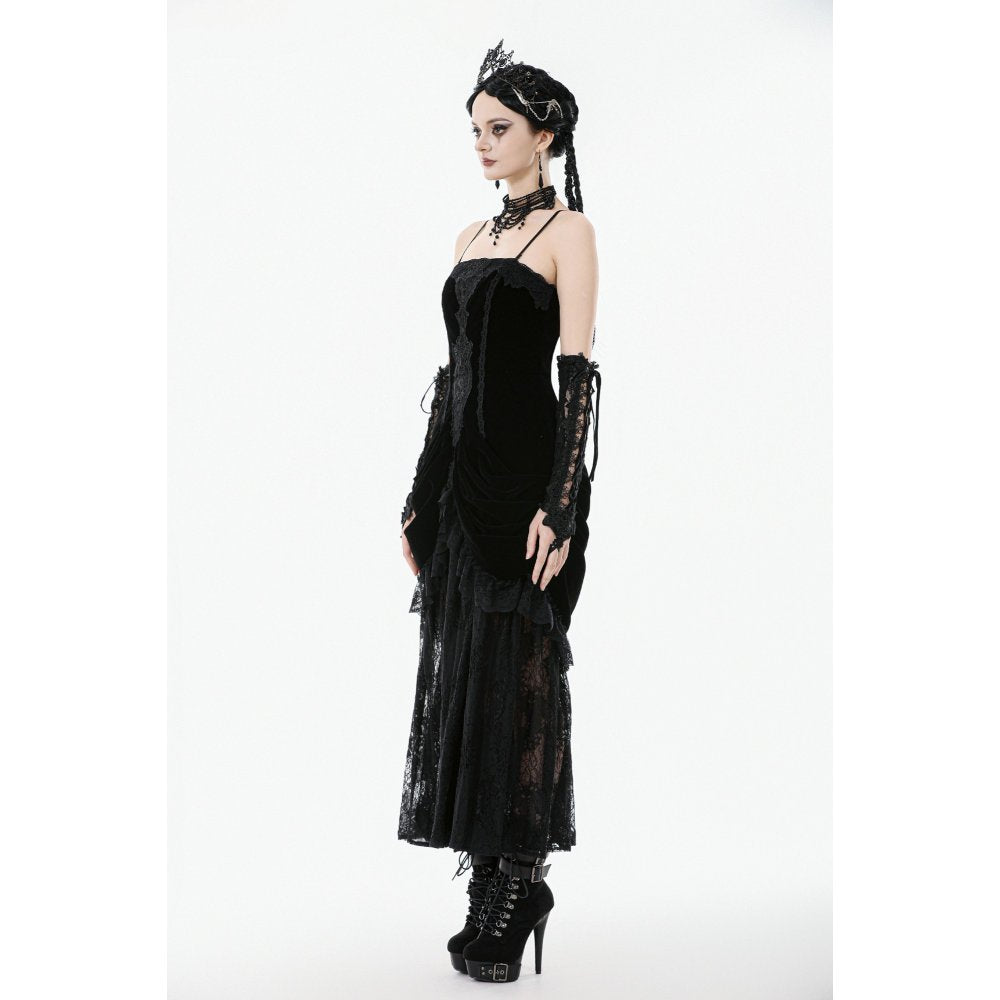 Dark in Love Vampiress Royal Velvet and Lace Maxi Dress - DevilGothic DevilGothic
