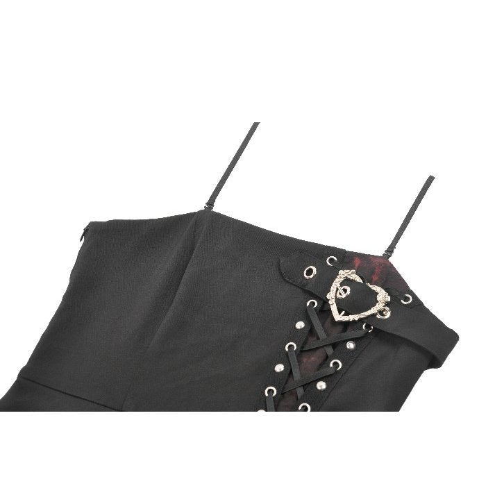 Dark in Love Nyssa Black & Red Strap Detail Goth Mini Dress - DevilGothic DevilGothic