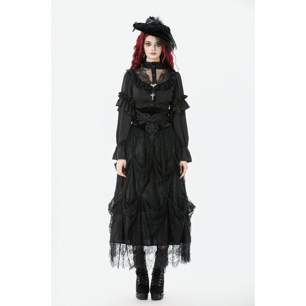 Dark in Love Gloriana Draped Maxi Skirt - DevilGothic DevilGothic
