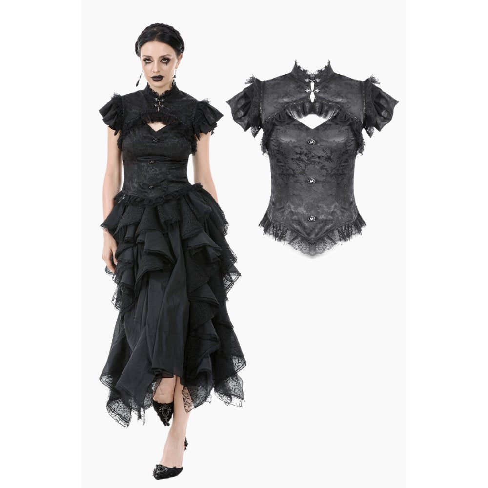 Dark in Love Seraphine Lace Shoulder Goth Top - DevilGothic DevilGothic