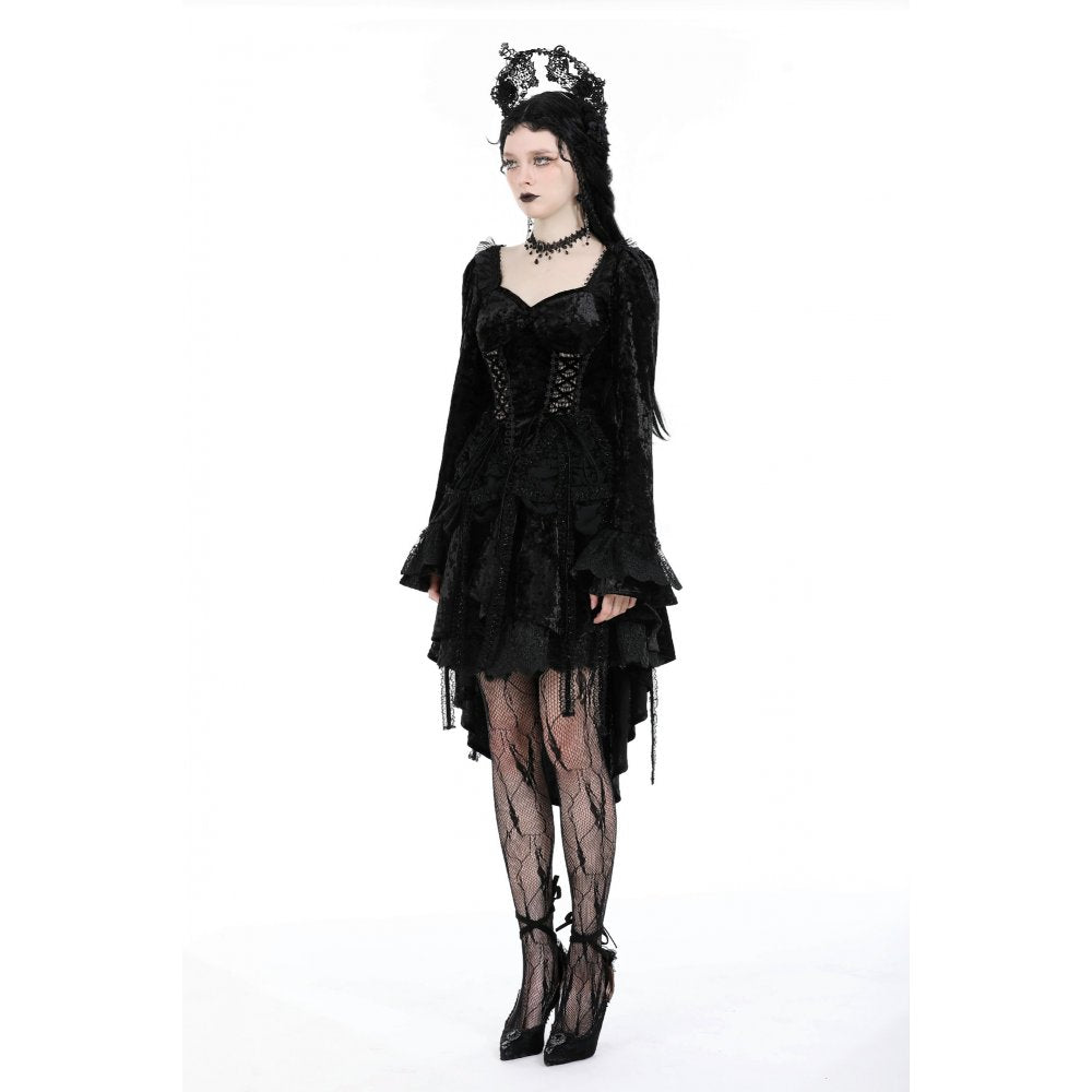 Dark in Love Seraphina Velvet Lace Goth Dress - DevilGothic DevilGothic