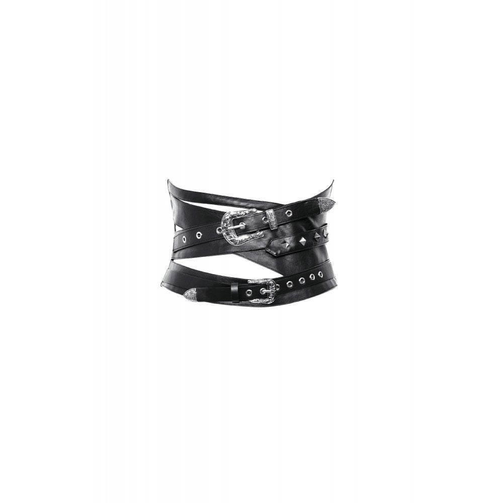 Dark in Love Elvira Faux Leather Layered Goth Waist Belt - DevilGothic DevilGothic