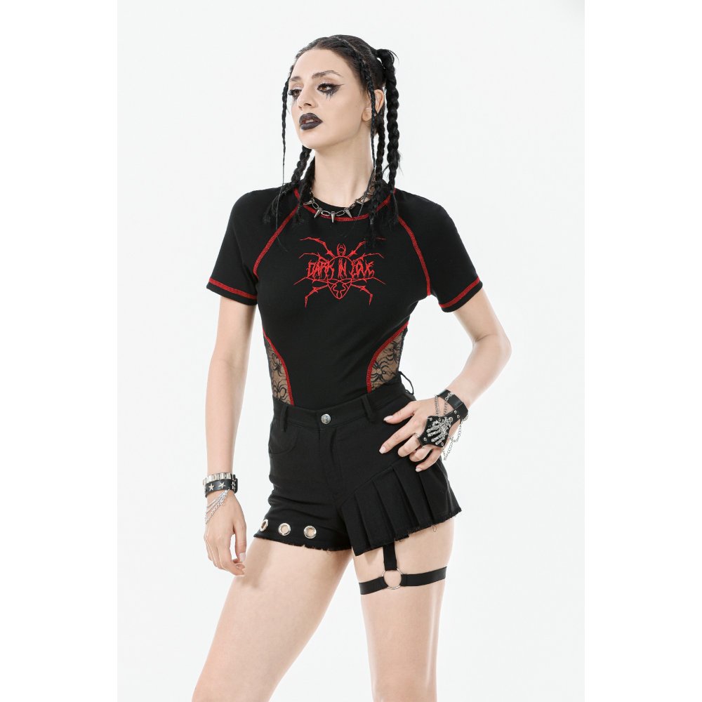 Dark in Love Gwen Pleated Garter Shorts - DevilGothic DevilGothic