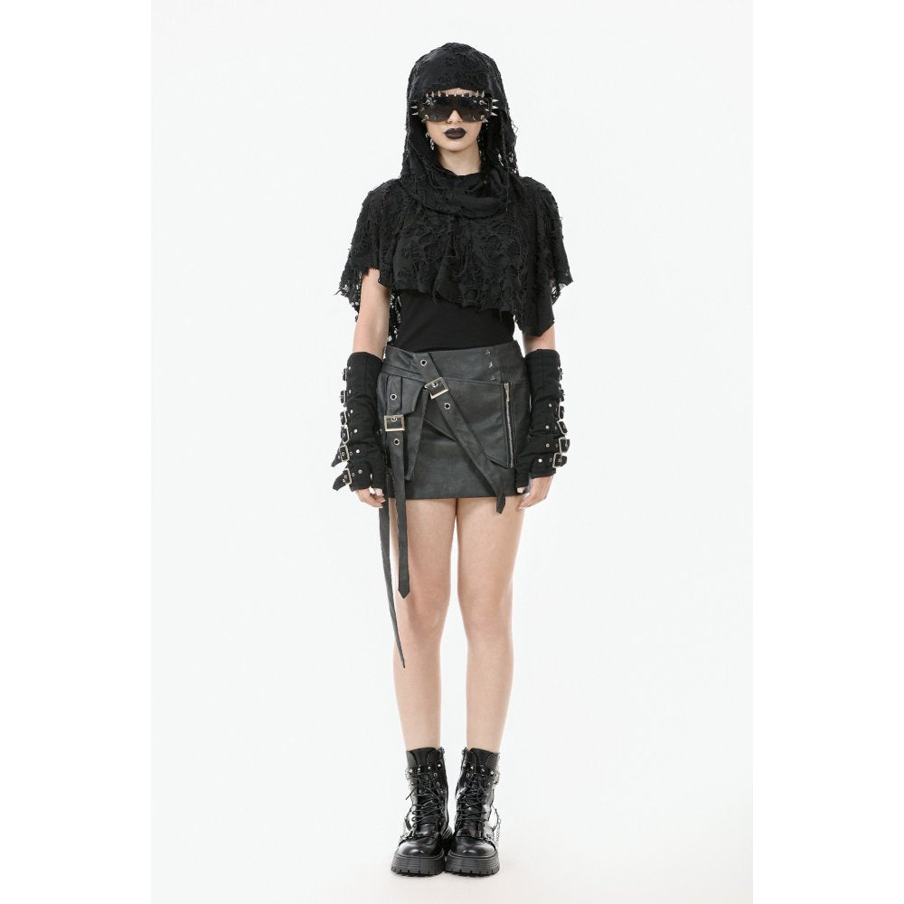 Dark in Love Nyx Distressed Shredded Hooded Poncho - DevilGothic DevilGothic