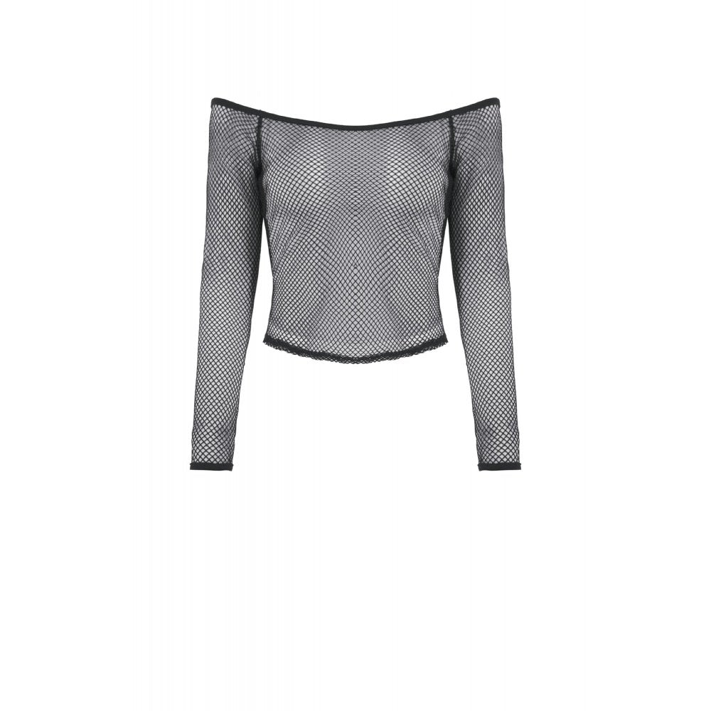 Dark in Love Lyra Fishnet Off-Shoulder Gothic Mesh Top - DevilGothic DevilGothic