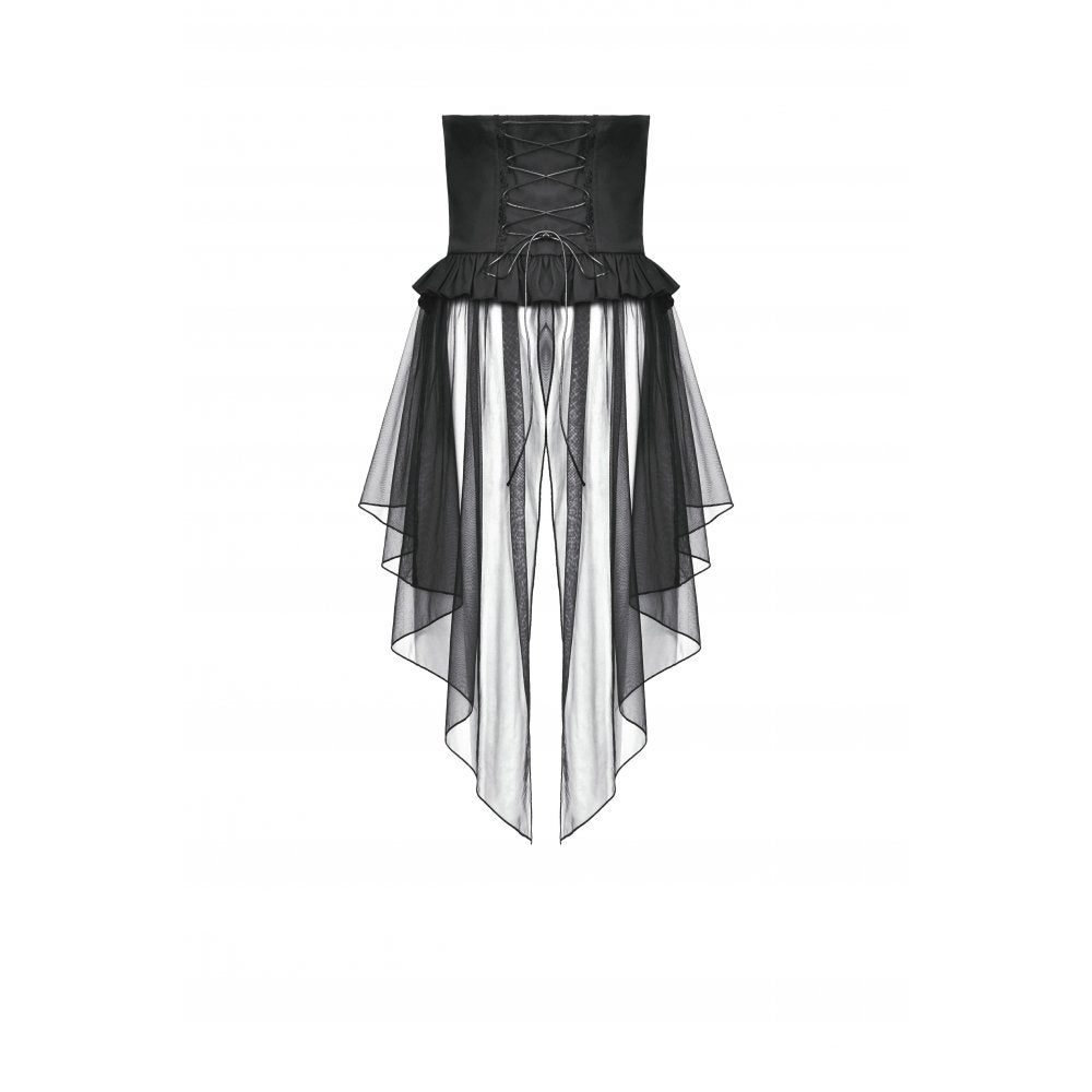 Dark in Love Draven Layered Mesh & Faux Leather Waist Cincher Skirt - DevilGothic DevilGothic