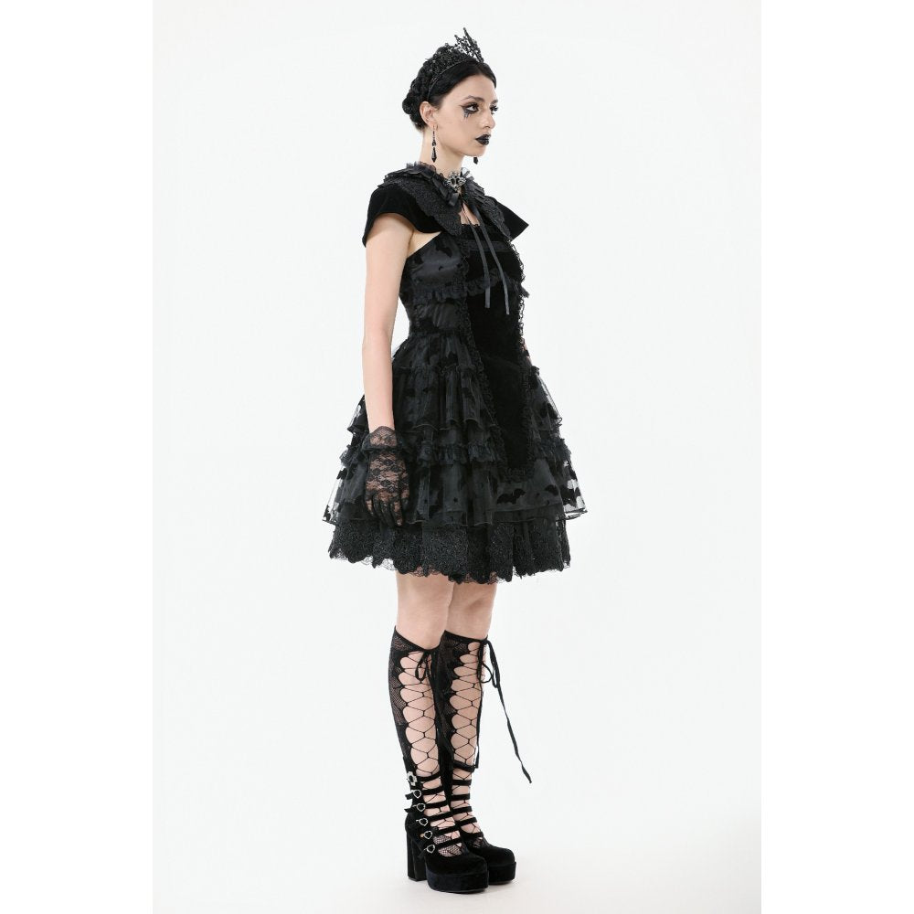 Dark in Love Morwenna Bat Mesh Layered Goth Mini Dress - DevilGothic DevilGothic