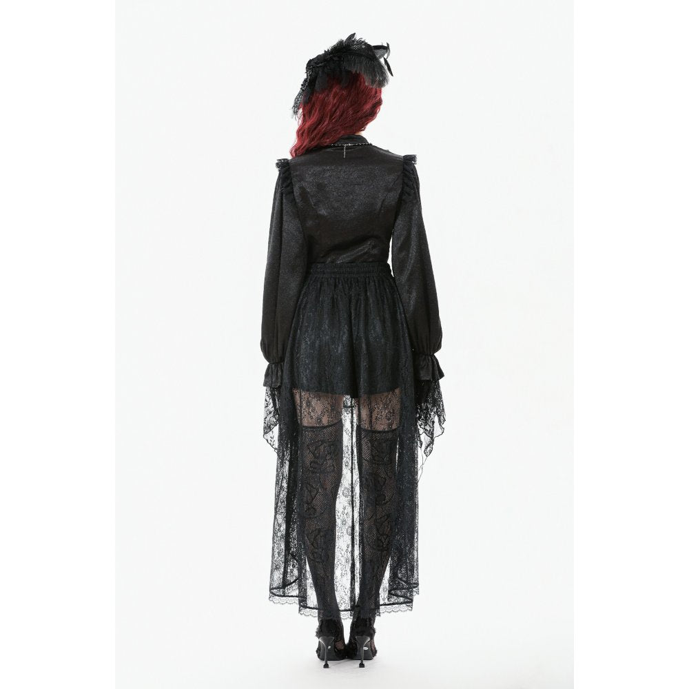 Dark in Love Sabina High-Low Sheer Lace Skirt - DevilGothic DevilGothic