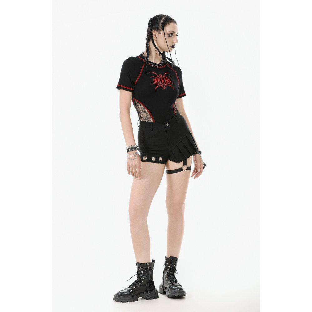 Dark in Love Gwen Pleated Garter Shorts - DevilGothic DevilGothic