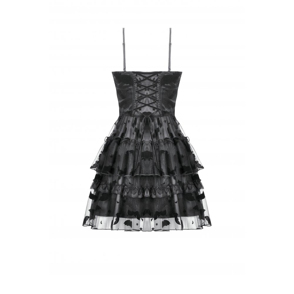 Dark in Love Morwenna Bat Mesh Layered Goth Mini Dress - DevilGothic DevilGothic