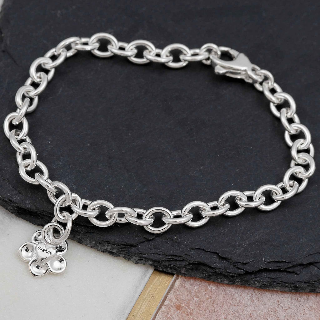 Forget-Me-Not Silver Personalised Charm Bracelet