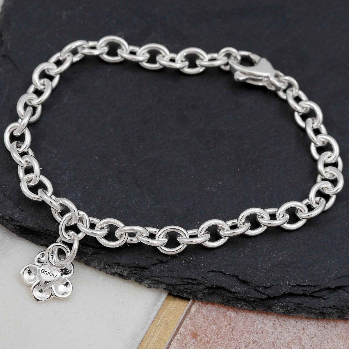 Forget-Me-Not Silver Personalised Charm Bracelet