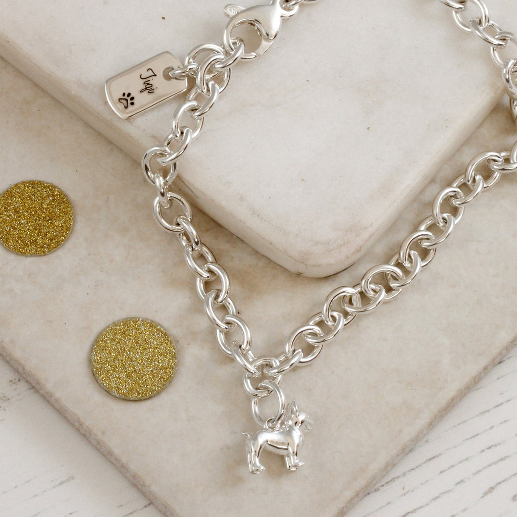 French Bulldog Silver Dog Charm Bracelet