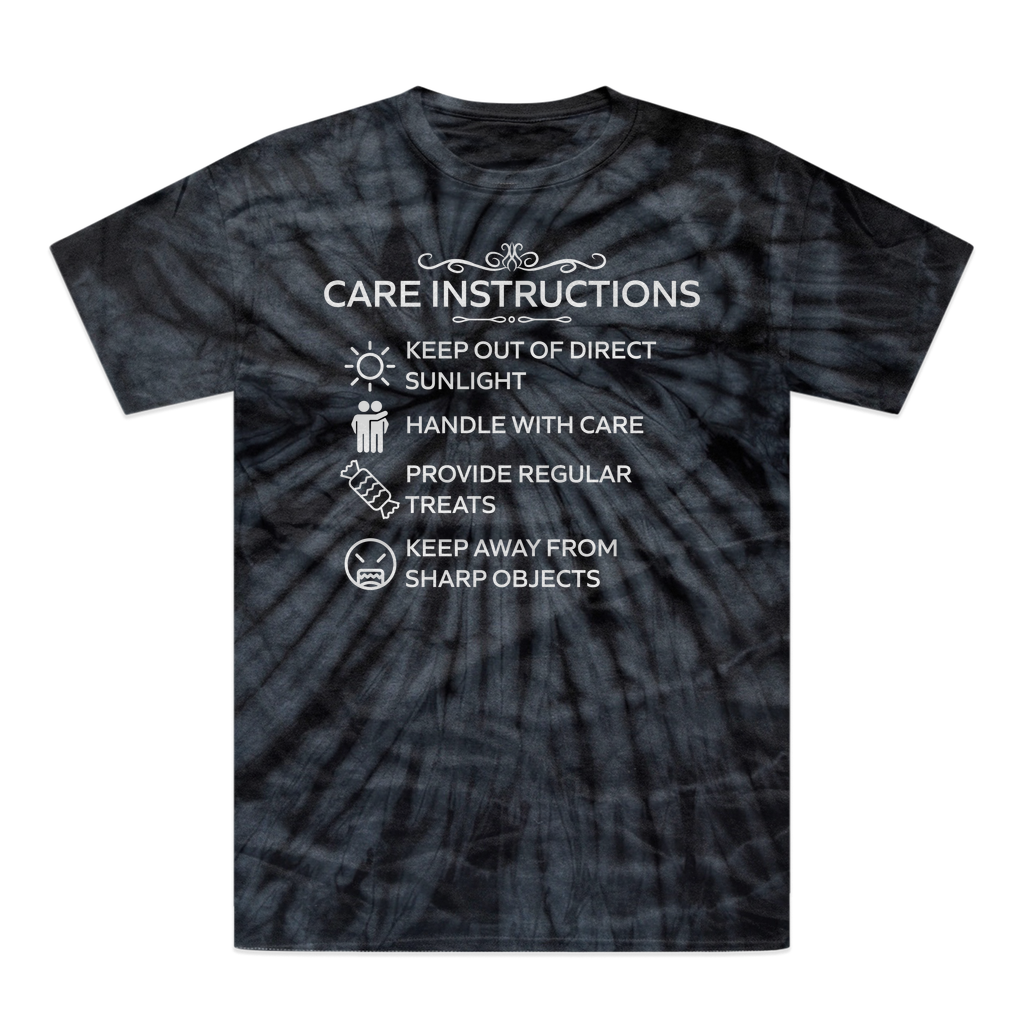 Care Instructions | White Print Tonal Spider Tie-Dye T-Shirt - DevilGothic DevilGothic